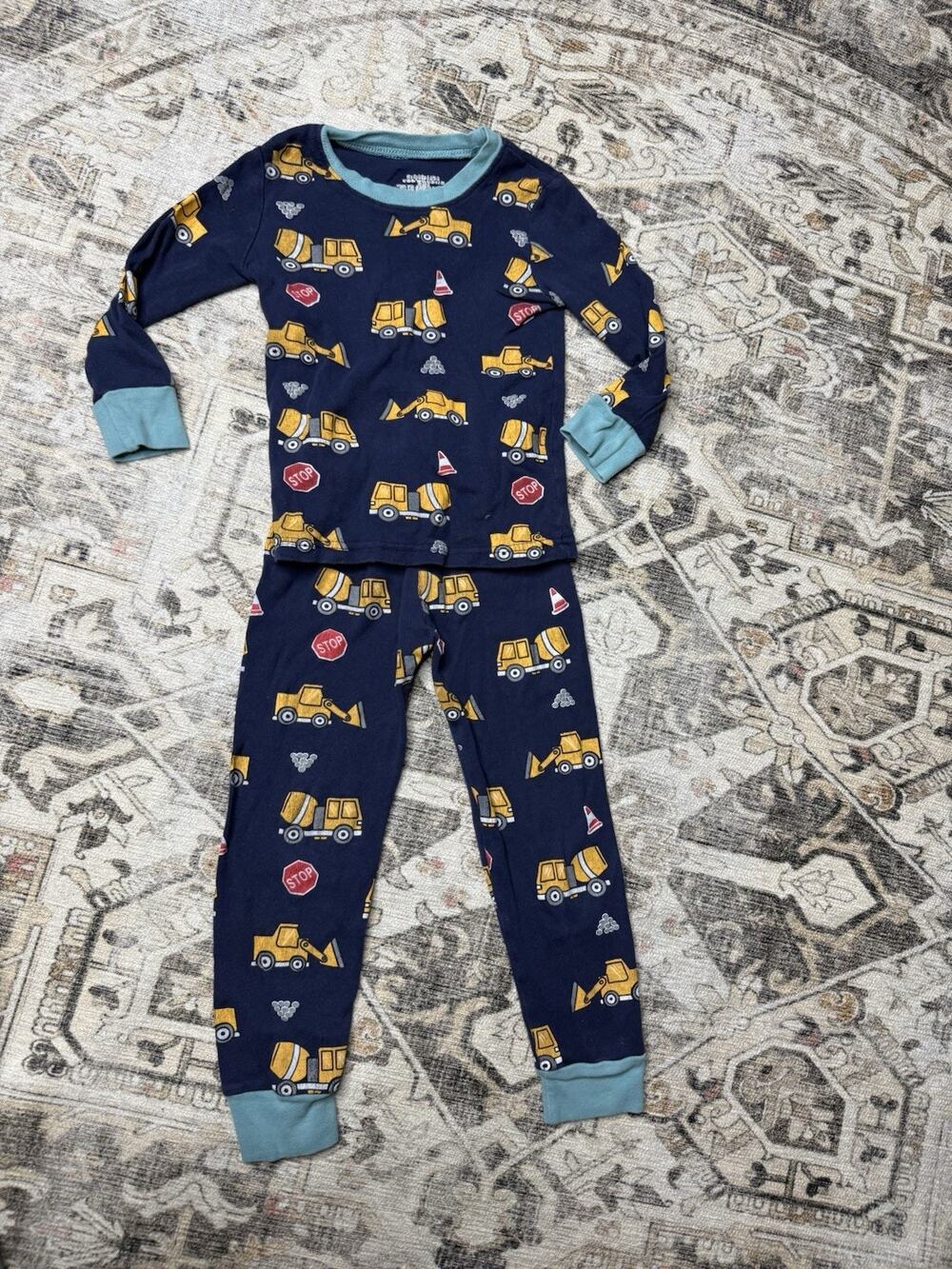 Dolphin & Fish Kids Long Sleeve Truck Digger Pajama Set Size 3 Boys